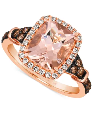 Le Vian Peach Morganite (2-1/4 ct. t.w.) & Diamond (3/8 Halo Ring 14k Rose Gold