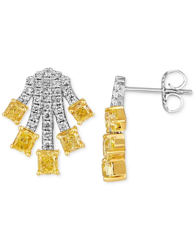 Le Vian Couture Sunny Yellow Diamond (1-3/4 ct. t.w.) & Vanilla Diamond (1/2 ct. t.w.) Fan Stud Earrings in 14k Gold & Platinum