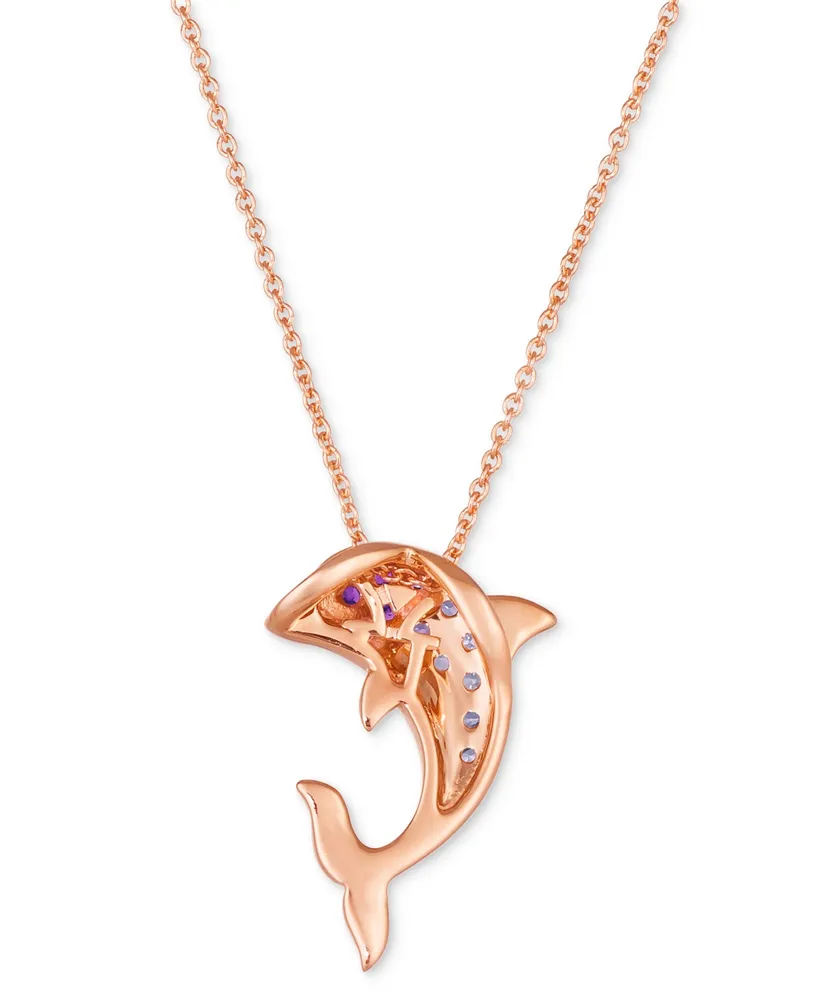 Le Vian Strawberry Ombre Sapphire Dolphin Pendant Necklace (1/4 ct. t.w.) in 14k Rose Gold, 18" + 2" extender