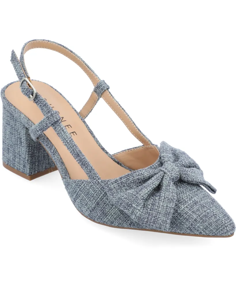 Journee Collection Women's Tailynn Canvas Slingback Heels