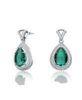 Genevive Gv Sterling Silver White Gold Cubic Zirconia Pear Drop Earrings