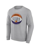 Men's Fanatics Heathered Gray Phoenix Suns True Classics Vint Pullover Sweatshirt