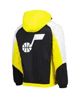 Men's Starter Gold Utah Jazz Body Check Raglan Hoodie Half-Zip Jacket