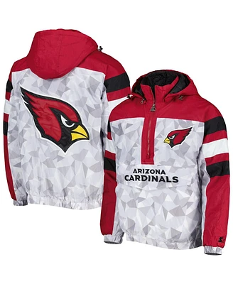 Men's Starter White, Cardinal Arizona Cardinals Thursday Night Gridiron Raglan Half-Zip Hooded Jacket