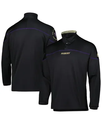 Men's adidas Black Washington Huskies Aeroready Knit Quarter-Snap Jacket