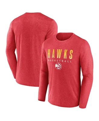 Men's Fanatics Heathered Red Atlanta Hawks Where Legends Play Iconic Practice Long Sleeve T-shirt
