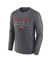 Men's Fanatics Heathered Charcoal Miami Heat Where Legends Play Iconic Practice Long Sleeve T-shirt