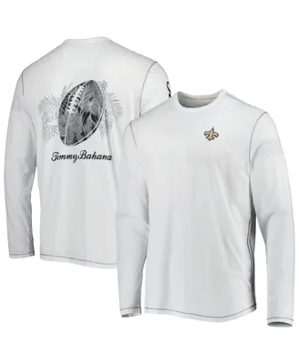 Men's Tommy Bahama White New Orleans Saints Laces Out Billboard Long Sleeve T-shirt