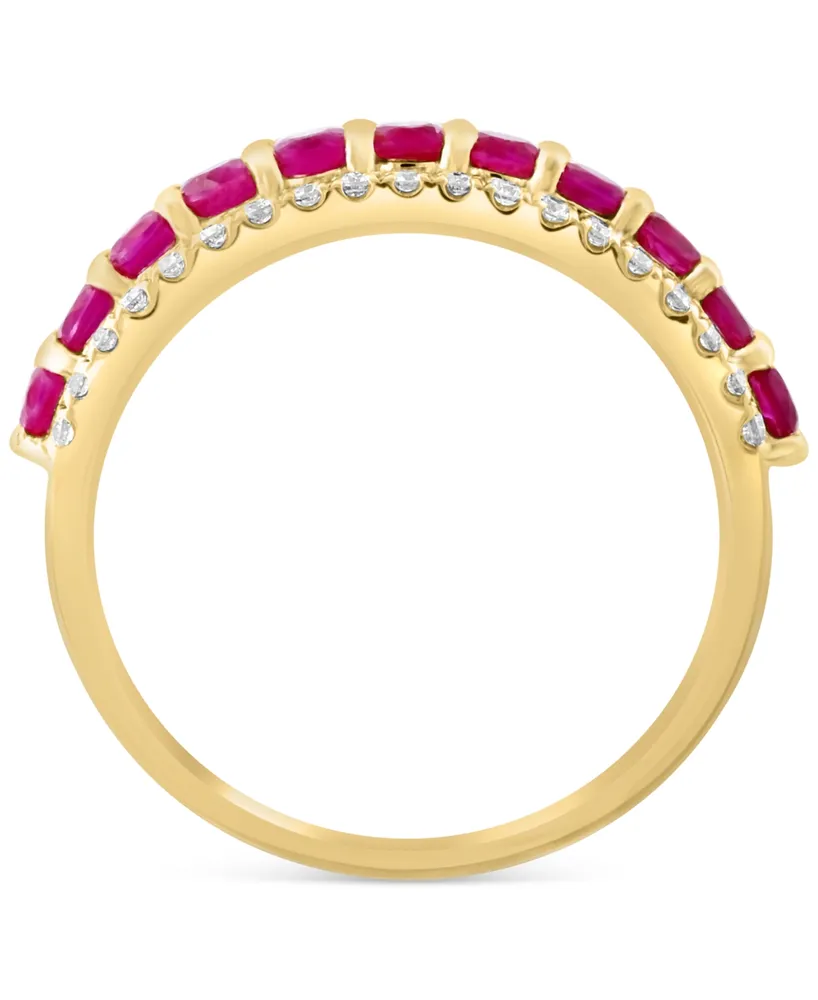 Lali Jewels Ruby (7/8 ct. t.w.) & Diamond (1/5 ct. t.w.) Double Row Ring in 14k Gold