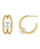 And Now This Imitation Pearl 18K Gold-Plated C Hoop Earring