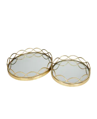 Rosemary Lane Stainless Steel Mirrored Tray, Set of 2, 18", 14" W