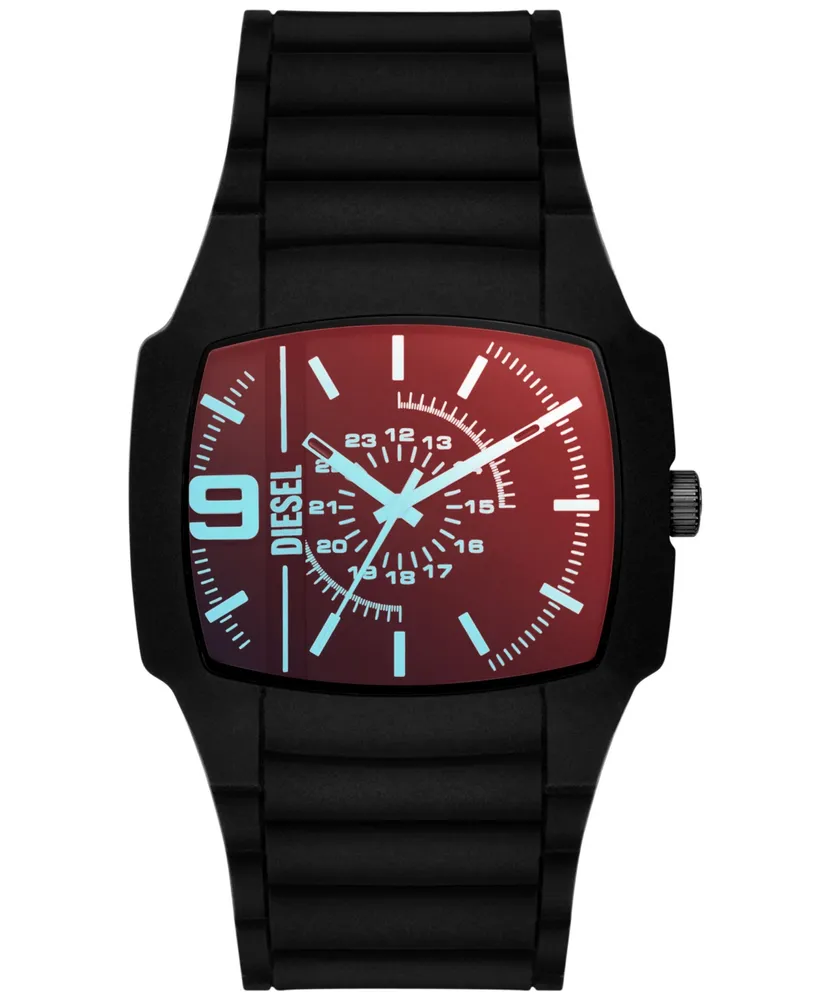 Diesel Men's Cliffhanger Three-Hand Black Silicone Watch 45mm