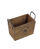 Rosemary Lane Wood Coffee Time Tray with Metal Handles, Set of 2, 18", 16" W
