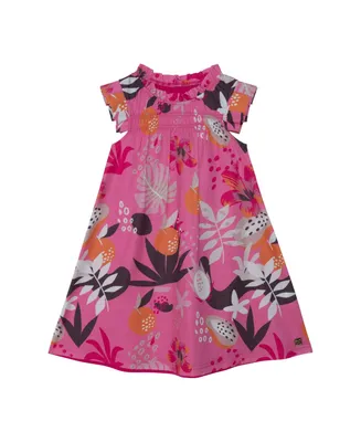 Girl Printed Dress With Smocking Fuchsia Pink - Child