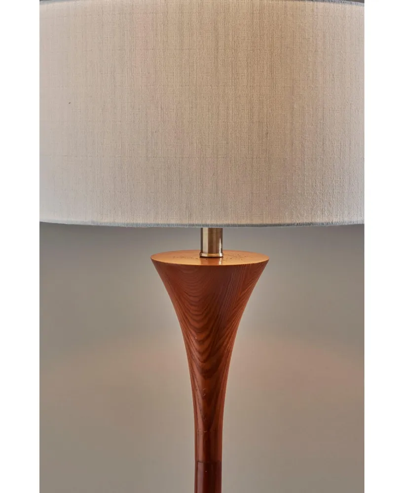 Adesso Rebecca Floor Lamp - Rubberwood with Antique