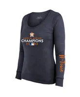 Fanatics Women's Navy Houston Astros 2022 World Series Champions Long Sleeve Tri-Blend Scoop Neck T-shirt