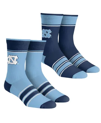 Youth Boys and Girls Rock 'Em Socks North Carolina Tar Heels Multi-Stripe 2-Pack Team Crew Sock Set