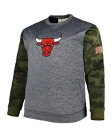 Men's Fanatics Heather Charcoal Chicago Bulls Big and Tall Camo Stitched Sweatshirt