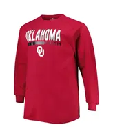 Men's Crimson Oklahoma Sooners Big and Tall Two-Hit Raglan Long Sleeve T-shirt