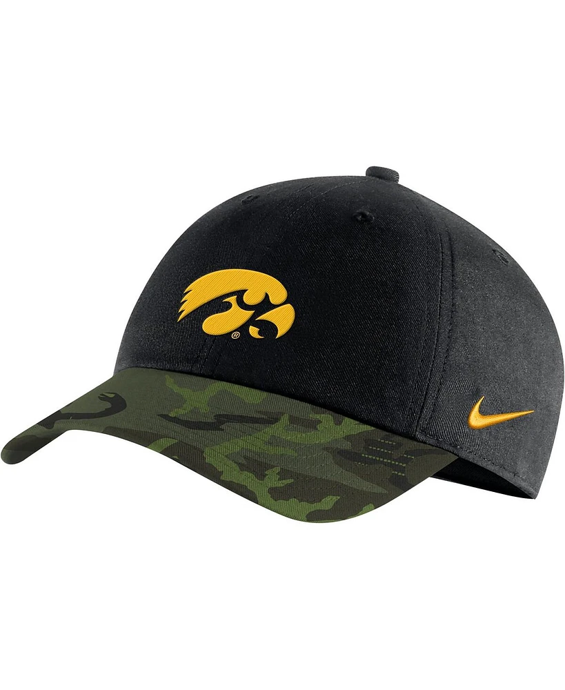 Men's Nike Black, Camo Iowa Hawkeyes Veterans Day 2Tone Legacy91 Adjustable Hat