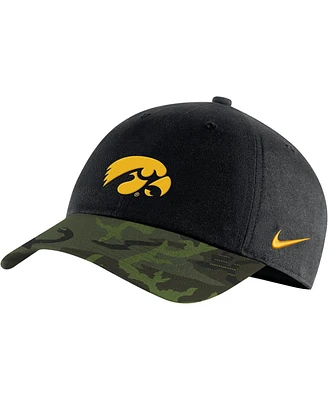 Men's Nike Black, Camo Iowa Hawkeyes Veterans Day 2Tone Legacy91 Adjustable Hat