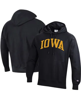 Men's Champion Black Iowa Hawkeyes Team Arch Reverse Weave Pullover Hoodie