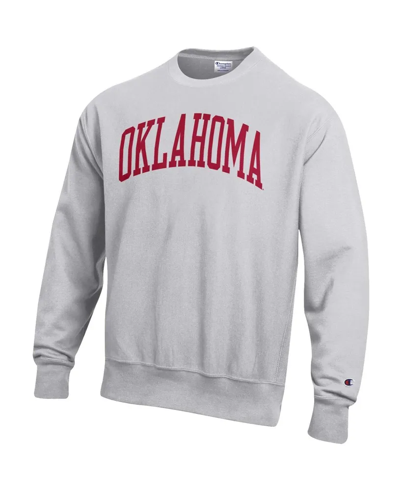 Men's Champion Heathered Gray Oklahoma Sooners Arch Reverse Weave Pullover Sweatshirt