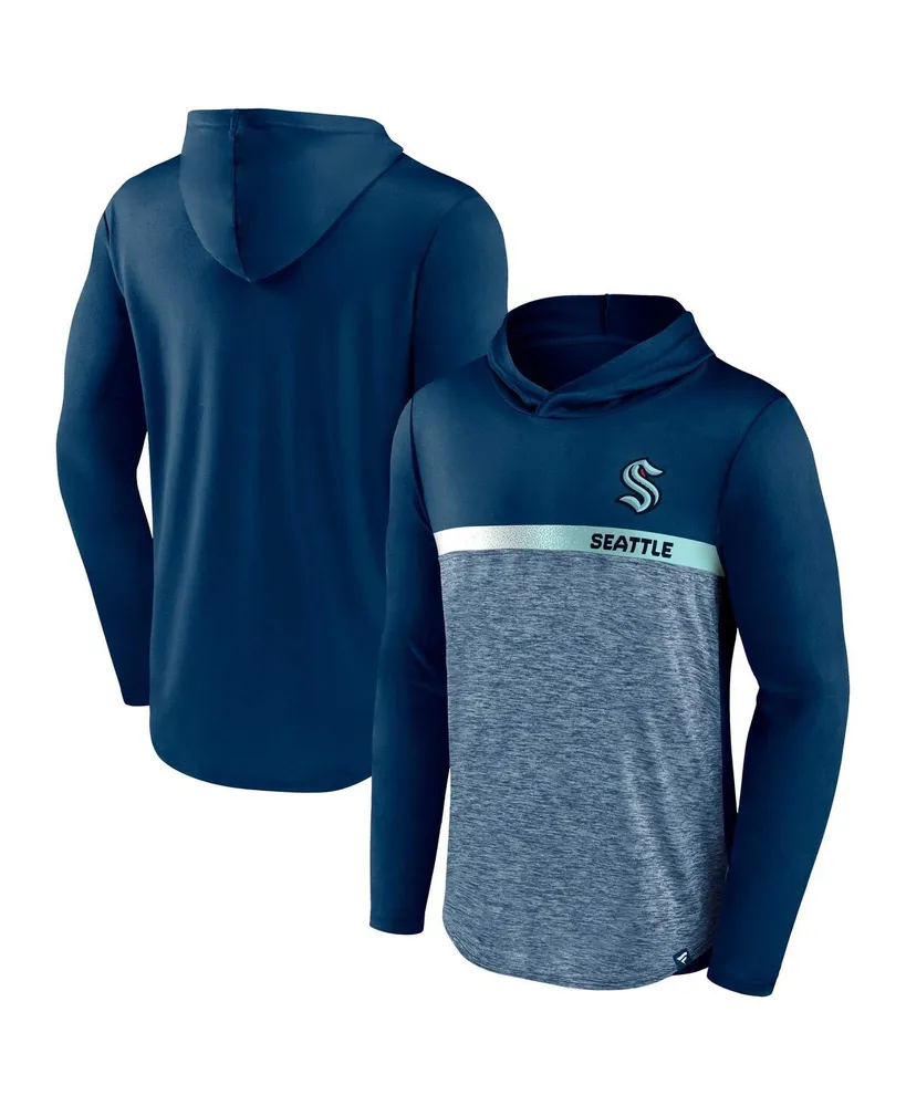 Men's Fanatics Deep Sea Blue Seattle Kraken Podium Defender Pullover Hoodie