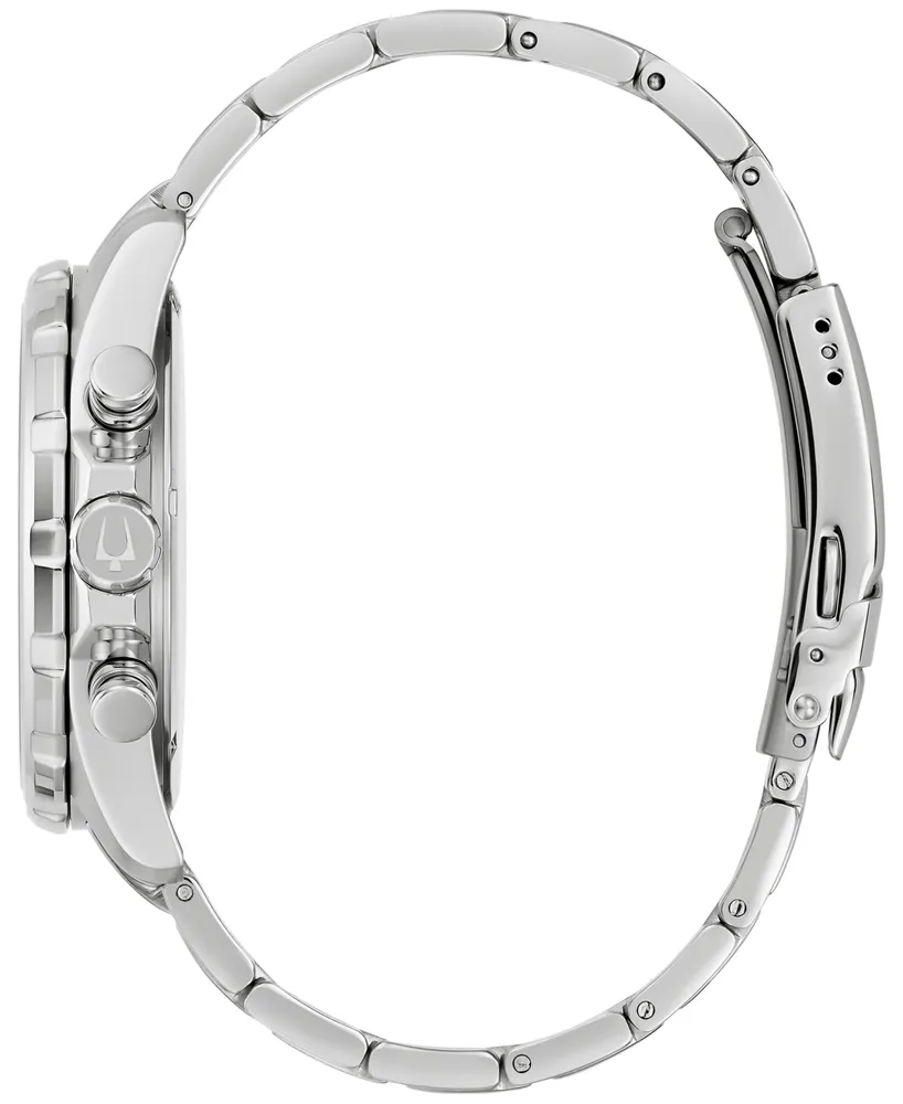 Bulova Men's Chronograph Marine Star Stainless Steel Bracelet Watch 44mm - Silver