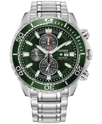 Citizen Eco-Drive Men's Chronograph Promaster Dive Stainless Steel Bracelet Watch 45mm - Silver