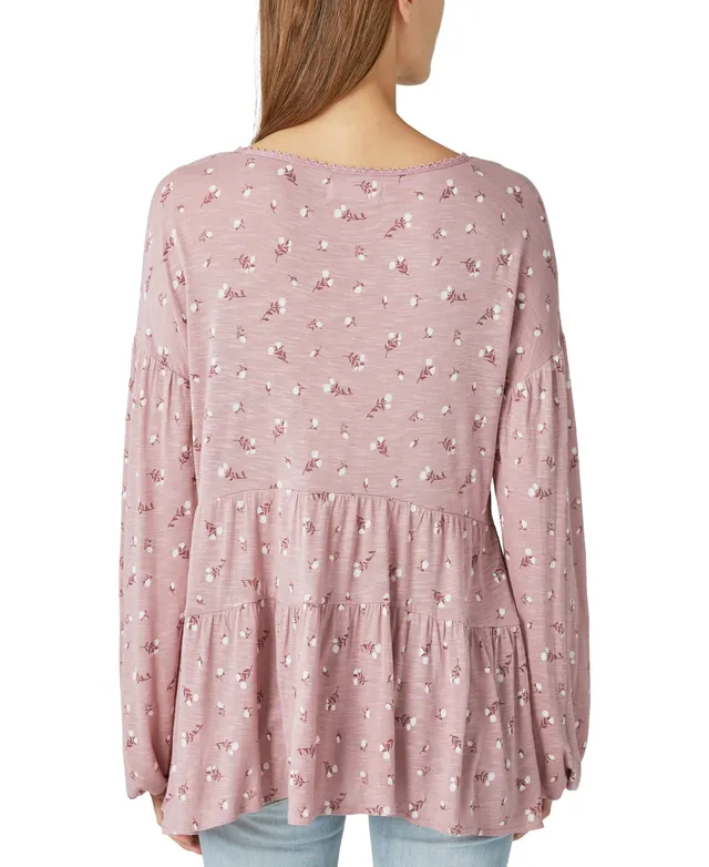 Lucky Brand Women's Cotton Floral-Print Tiered Mini Dress
