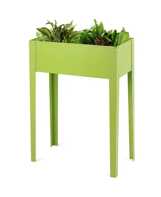 Costway 24'' x12'' Outdoor Elevated Garden Plant Stand Raised Tall Flower Bed Box