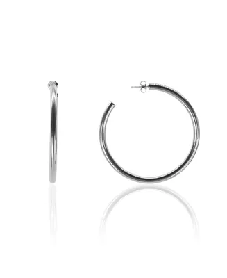 Oma The Label Liv 2 1/3" Large Hoops in White Gold- Plated Brass, 60mm
