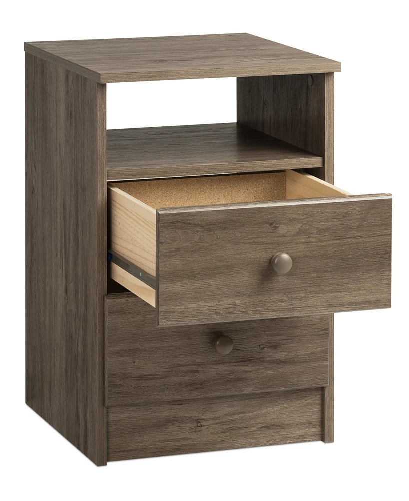 Prepac Astrid 2-Drawer Nightstand with Open Shelf