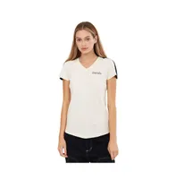 Bench Roxanna womens V-Neck t-shirt stone with black colorblocking