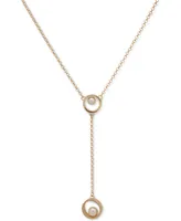 Karl Lagerfeld Paris Gold-Tone Imitation Pearl Lariat Necklace, 16" + 3" extender