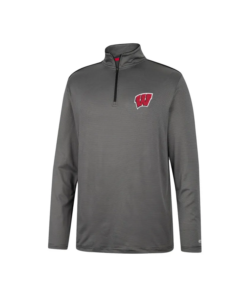 Men's Colosseum Charcoal Wisconsin Badgers Logo Quarter-Zip Windshirt
