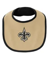 Newborn and Infant Boys and Girls Black, Gold New Orleans Saints Little Champ Three-Piece Bodysuit Bib and Booties Set