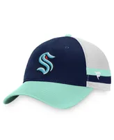 Men's Fanatics Deep Sea Blue, Light Blue Seattle Kraken Breakaway Striped Trucker Snapback Hat