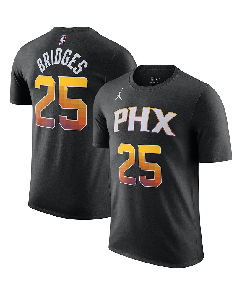 Men's Jordan Mikal Bridges Black Phoenix Suns 2022/23 Statement Edition Name and Number T-shirt