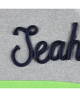 Women's Touch Heathered Gray, College Navy Seattle Seahawks Outfield Deep V-Back Pullover Sweatshirt