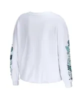 Women's Wear by Erin Andrews White Seattle Kraken Celebration Cropped Long Sleeve T-shirt