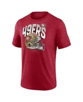 Men's Fanatics Heathered Scarlet San Francisco 49ers End Around Tri-Blend T-shirt