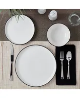 Tabletop Unlimited 12-Pc Black Rim Dinnerware Set, Service for 4