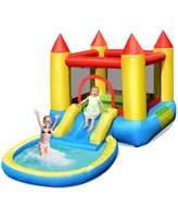 Costway Inflatable Bounce House Kids Slide Jumping Castle Bouncer w/ balls Pool & Bag