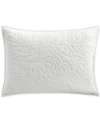 Charter Club Sculpted Paisley Embroidered Cotton Pillow Sham, Standard, Created for Macy's