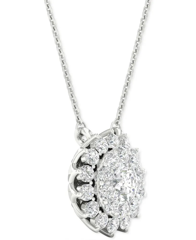 Forever Grown Diamonds Lab Grown Diamond Sunburst 18" Pendant Necklace (1/2 ct. t.w.) in Sterling Silver