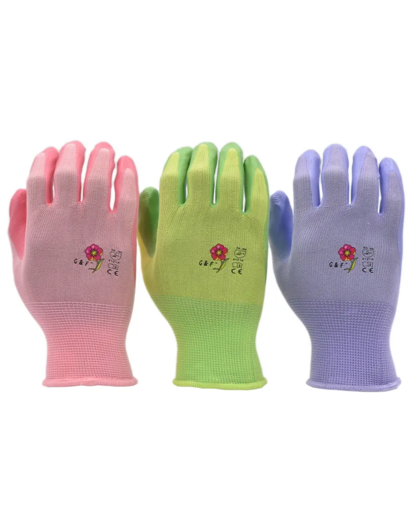 G & F Products Nitrile Coated Women's Garden Gloves, 6 Pairs