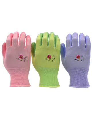 Nitrile Coated Women's Garden Gloves, 6 Pairs - Assorted Pre