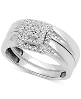 Diamond Square Cluster Bridal Set (1/4 ct. t.w.) 14k White Gold